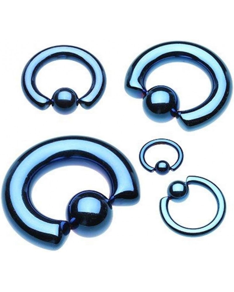 Colorline PVD Steel Captive Bead Ring Size: 6GA, Length:16mm, Ball: 8mm, Blue $9.85 Body Jewelry