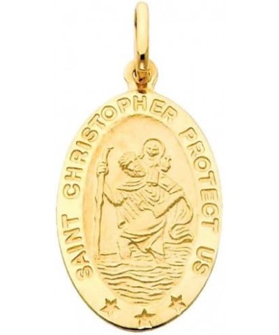 14k Yellow Gold Religious Saint Christopher Medal Pendant with 1.5mm Flat Open Wheat Chain Necklace 24.0 Inches $107.25 Neckl...