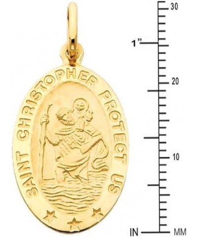 14k Yellow Gold Religious Saint Christopher Medal Pendant with 1.5mm Flat Open Wheat Chain Necklace 24.0 Inches $107.25 Neckl...