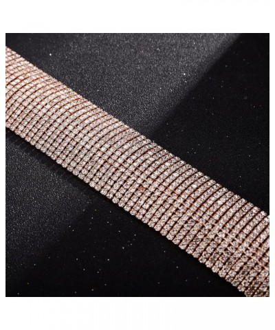 Full Rhinestones Bracelets Silver and Gold Crystal Cluster Wide Bangle Bracelets for Women Girls Multi-layered Tennis Chain B...