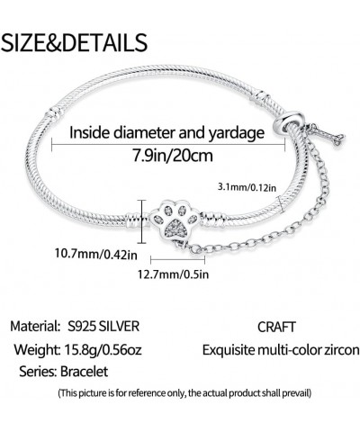 925 Sterling Silver Snake Chain Bracelet for Pandora European Bracelets Charms Bead PAB003 7.9in/20cm $13.10 Others