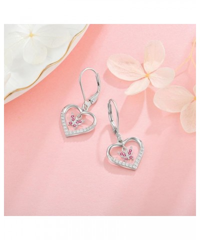 925 Strlings Silver Birthstone Butterfly Heart Dangle Drop Earrings for Women, 5A Cubic Zircon Leverback Earrings Jewelry Ann...