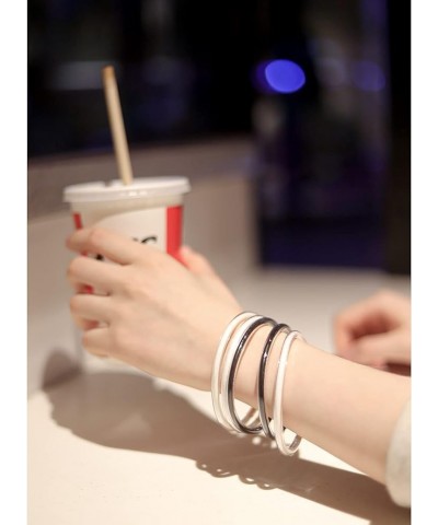 Glitter Jelly Bangles Bracelets Set for Women Glitter Filled Jelly Silicone Bracelets for Girls White $8.50 Bracelets