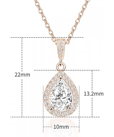 CZ Necklace and Stud Earrings Set 14K White Rose Gold Plated Wedding Jewelry for Bridal Rose Gold-5 $9.50 Jewelry Sets