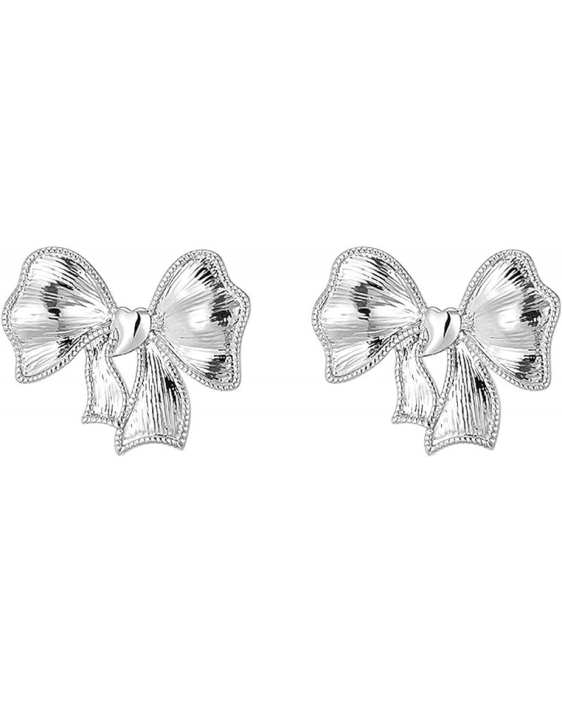 Gold Bow Earrings for Women Pearl Bow Dangle Earrings Silver Bow Stud Earrings Ribbon Earrings Gold Silver Bow Jewelry Earrin...