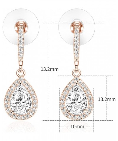 CZ Necklace and Stud Earrings Set 14K White Rose Gold Plated Wedding Jewelry for Bridal Rose Gold-5 $9.50 Jewelry Sets