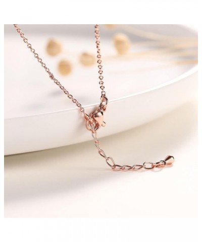 CZ Necklace and Stud Earrings Set 14K White Rose Gold Plated Wedding Jewelry for Bridal Rose Gold-5 $9.50 Jewelry Sets