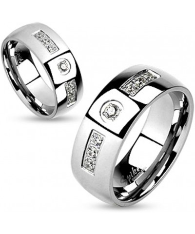 His and Hers Stainless Steel Princess Wedding Ring Set and Zirconia Wedding Band Women's Size 09 Men's 06mm Size 08 $22.07 Sets