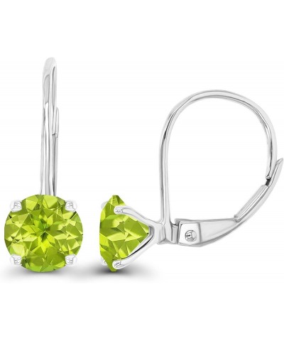 14k Gold Plated 925 Sterling Silver 6mm Round Hypoallergenic Genuine Birthstone Leverback Earrings Peridot Sterling Silver $2...