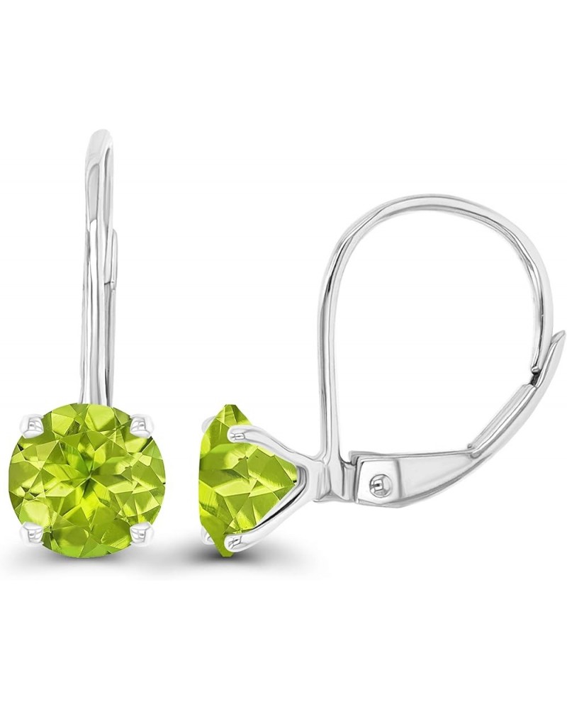 14k Gold Plated 925 Sterling Silver 6mm Round Hypoallergenic Genuine Birthstone Leverback Earrings Peridot Sterling Silver $2...