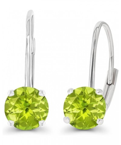 14k Gold Plated 925 Sterling Silver 6mm Round Hypoallergenic Genuine Birthstone Leverback Earrings Peridot Sterling Silver $2...