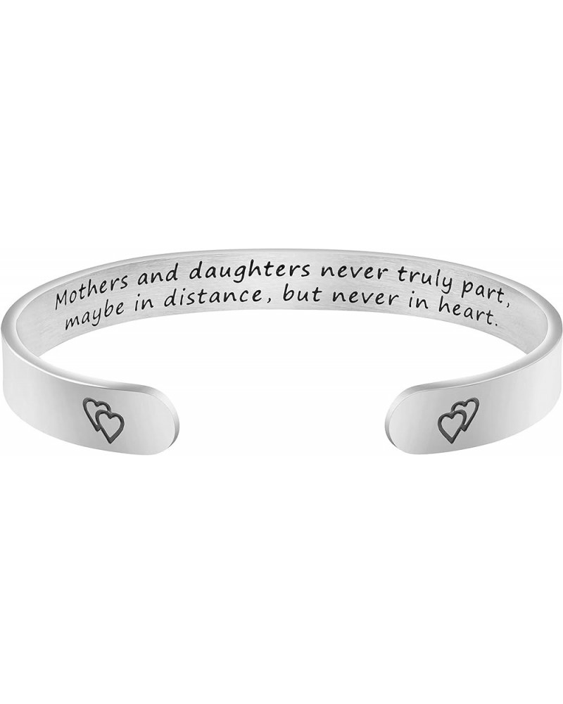 Daughter Mother Bracelets Wide Cuff Bangle Message Engraved Christmas Gifts for Her Mother and daughter never truly part, may...