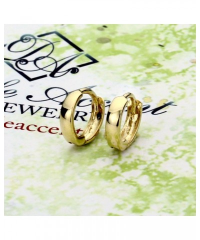 Solid 14K Gold Earrings Plain 2.5mm Wide 8mm Length Domed Small Tiny Huggie Hoop Earrings Yellow Gold $39.05 Earrings