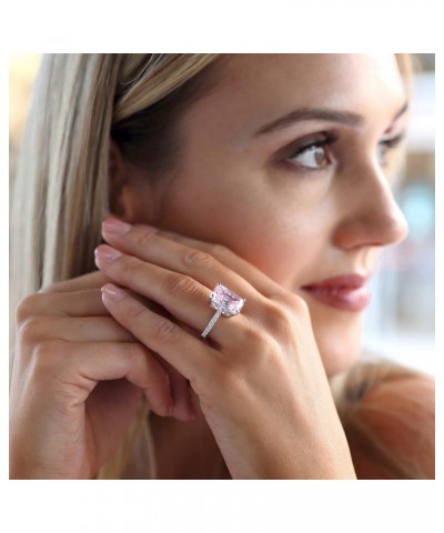 Sterling Silver Ring Emerald Cut 8.5 carat Super Light Pink CZ Stone Cocktail Ring 14MM (Size 5 to 10) $39.41 Rings