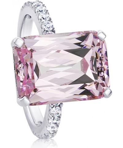 Sterling Silver Ring Emerald Cut 8.5 carat Super Light Pink CZ Stone Cocktail Ring 14MM (Size 5 to 10) $39.41 Rings