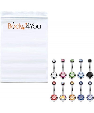 10PC Belly Button Rings Set - 14G Multicolor Surgical Stainless Steel - Colorful CZ Crystals Navel Barbell Stud - Women Girls...