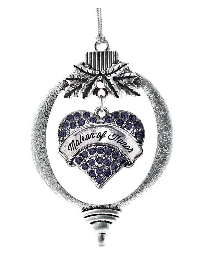 Navy Mom Charm Ornament - Silver Pave Heart Charm Holiday Ornaments with Cubic Zirconia Jewelry Navy Matron of Honor $8.75 Br...