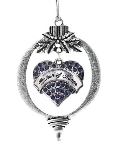 Navy Mom Charm Ornament - Silver Pave Heart Charm Holiday Ornaments with Cubic Zirconia Jewelry Navy Matron of Honor $8.75 Br...