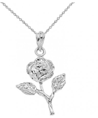 Sterling Silver Rose Stem Charm Pendant Necklace 20.0 Inches $16.09 Necklaces