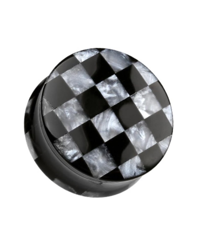 Marble Checker Double Flared WildKlass Ear Gauge Plug (Sold as Pairs) 7/8" (22mm) Black $14.29 Body Jewelry