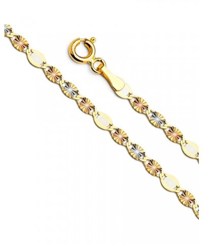 14k Real Tri Color Gold Solid 3mm Flat Star Diamond Cut Chain Necklace with Spring Ring Clasp 16.0 Inches $62.62 Necklaces