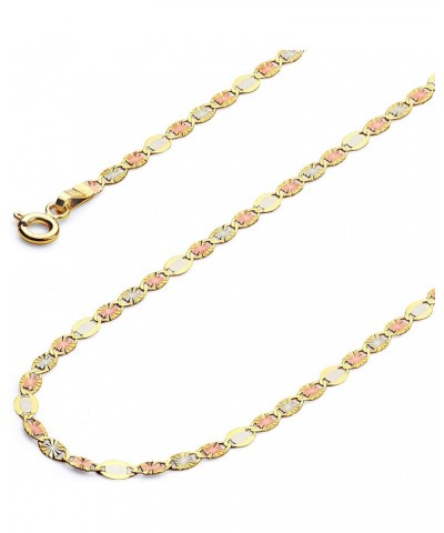 14k Real Tri Color Gold Solid 3mm Flat Star Diamond Cut Chain Necklace with Spring Ring Clasp 16.0 Inches $62.62 Necklaces